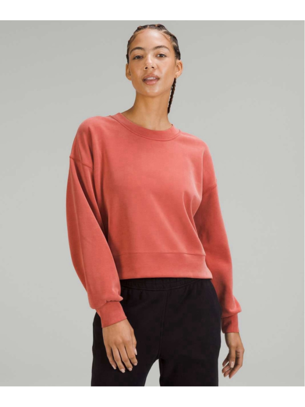 Lululemon Perfectly Oversized Cropped Crew Sweatshirt 6 Cayenne Softstreme